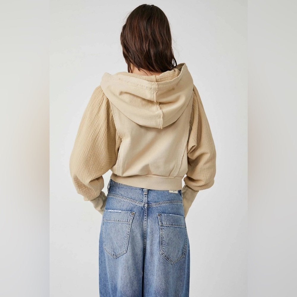 Free People Love Letter Cropped Lace Hoodie‎ Sweatshirt Pullover Medium - Picture 5 of 14